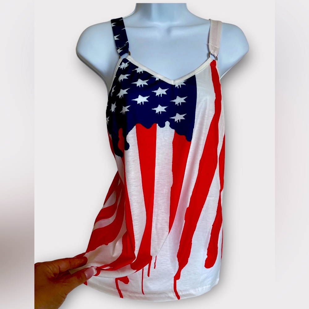 American Flag Sexy V-neck Summer Top.